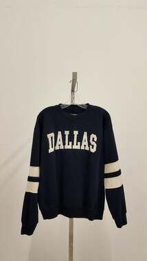 New York Popular Dallas Crewneck Sweatshirt - Navy Blue - Mens Large - Varsity S